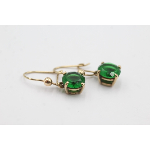 188 - 9ct gold paste drop earrings (2.1g)