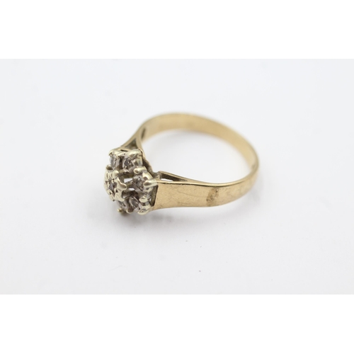 191 - 9ct gold diamond floral set ring (2.9g)  Size  O