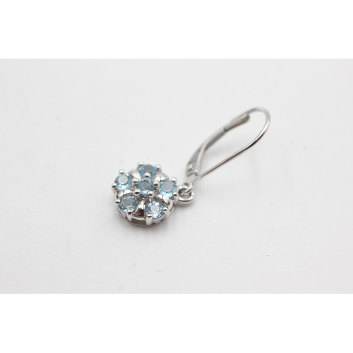 224 - 9ct white gold topaz drop earrings (2.6g)