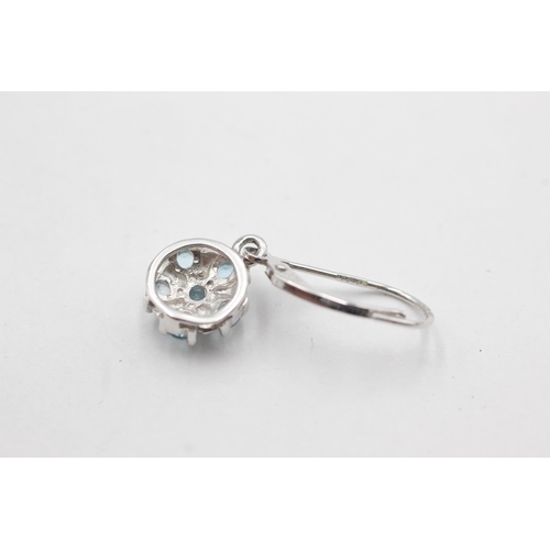 224 - 9ct white gold topaz drop earrings (2.6g)