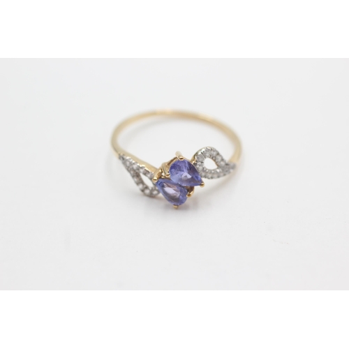 24 - 9ct gold tanzanite & clear gemstone dress ring (1.8g)  Size U