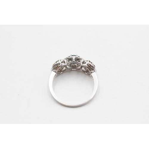 25 - 9ct white gold coloured diamond dress ring (2.7g)  Size  R