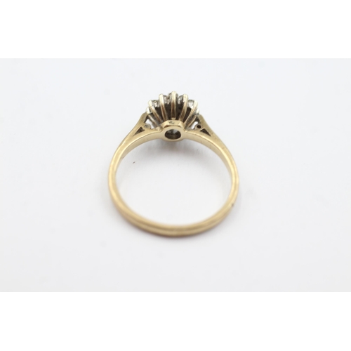 254 - 9ct gold diamond cluster ring (2.2g)  Size N