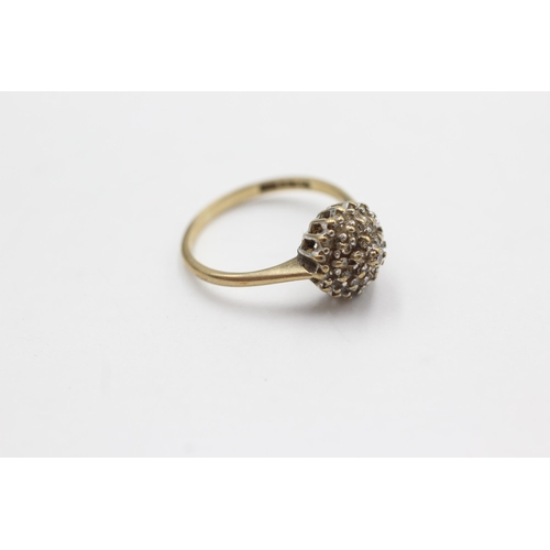 282 - 9ct gold diamond cluster ring (2.3g)  Size O