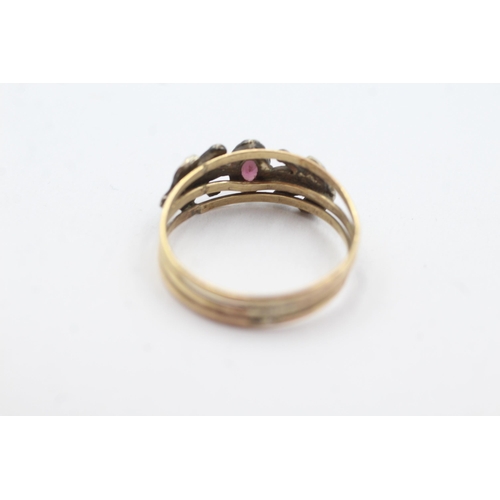 286 - 9ct gold & sterling silver amethyst ring (2g)  Size R