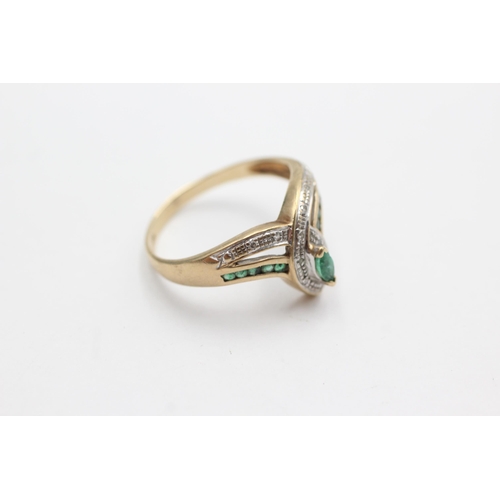 29 - 9ct gold emerald & diamond dress ring (3.2g)  Size  W