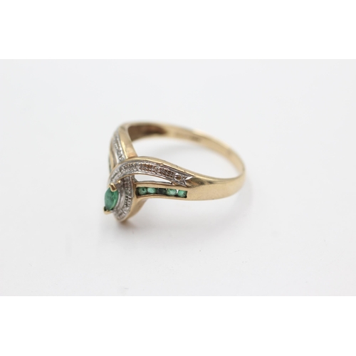 29 - 9ct gold emerald & diamond dress ring (3.2g)  Size  W