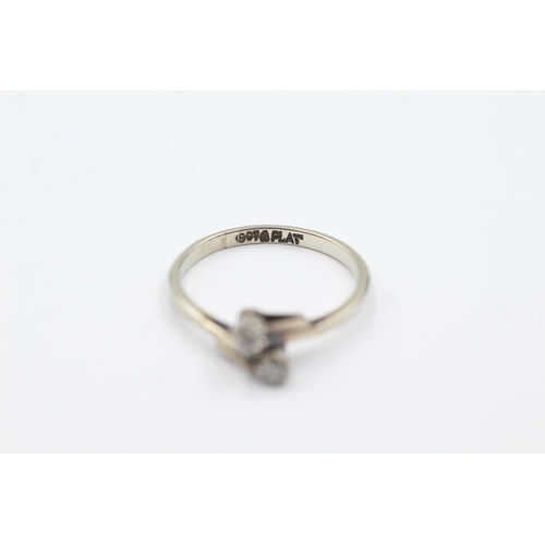 333 - 18ct gold & platinum diamond moi et toi ring (2.1g)  Size  M