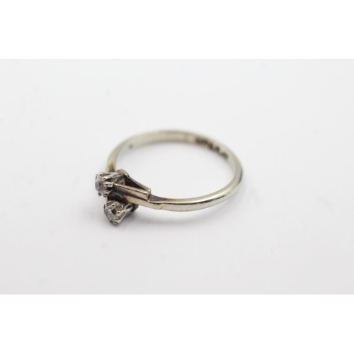 333 - 18ct gold & platinum diamond moi et toi ring (2.1g)  Size  M