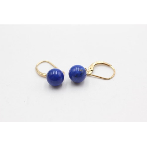 36 - 14ct gold lapis lazuli drop earrings (2.5g)