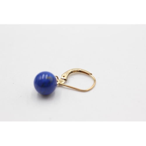 36 - 14ct gold lapis lazuli drop earrings (2.5g)