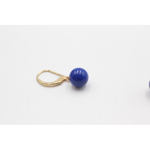 36 - 14ct gold lapis lazuli drop earrings (2.5g)