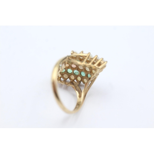 39 - 9ct gold opal & emerald dress ring (3.7g)  Size  O