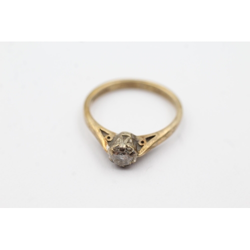 61 - 9ct gold diamond solitaire ring (2.4g)  Size  M