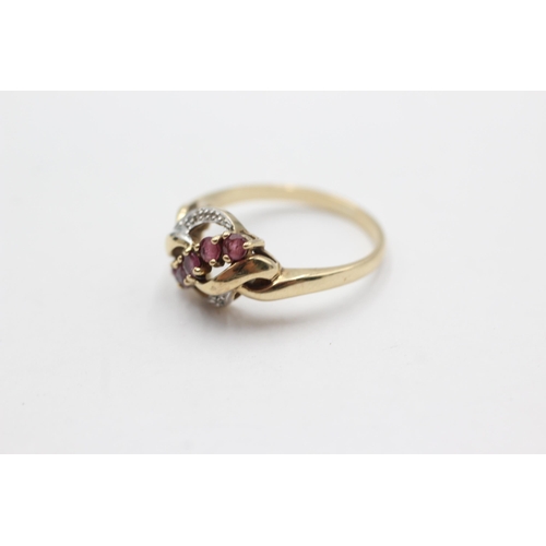 65 - 9ct gold ruby & diamond dress ring (2.4g)  Size  U