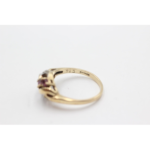 65 - 9ct gold ruby & diamond dress ring (2.4g)  Size  U