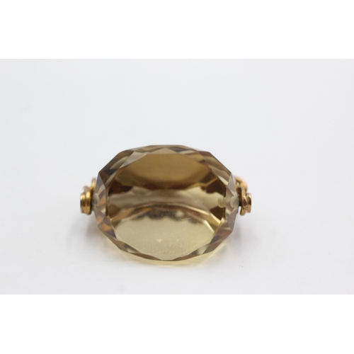 75 - 9ct gold antique citrine spinner fob (7.3g)