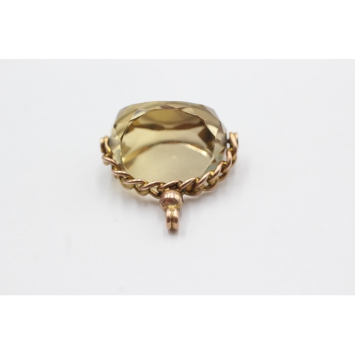 75 - 9ct gold antique citrine spinner fob (7.3g)