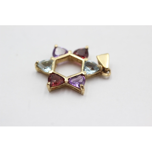 78 - 14ct gold garnet, amethyst & topaz star pendant (2.7g)