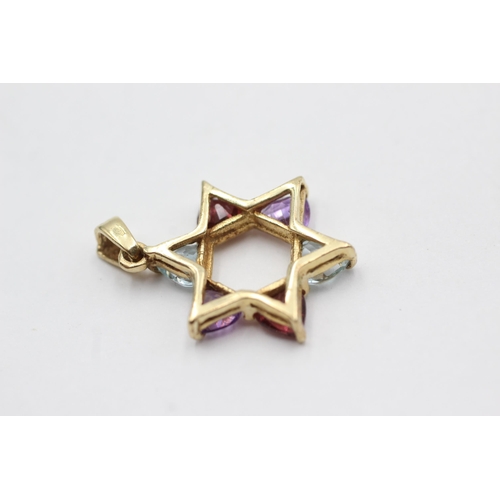 78 - 14ct gold garnet, amethyst & topaz star pendant (2.7g)