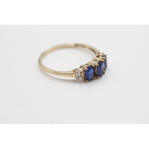 79 - 9ct gold sapphire & diamond ring (2.1g)  Size  U