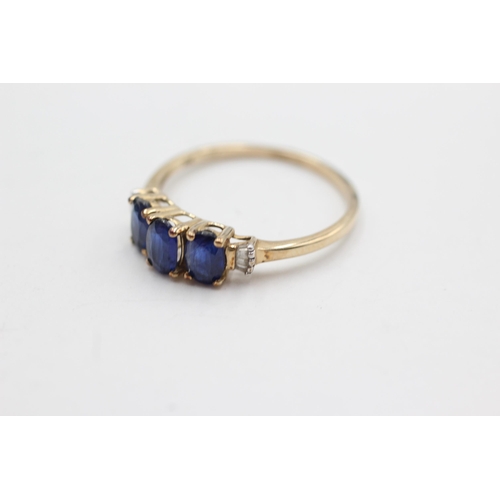 79 - 9ct gold sapphire & diamond ring (2.1g)  Size  U