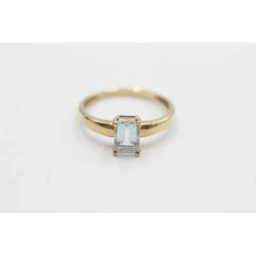 80 - 9ct gold aquamarine ring (1.7g)  Size O