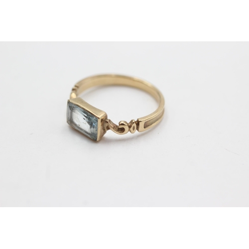 83 - 9ct gold aquamarine ring (1.8g)  Size  N