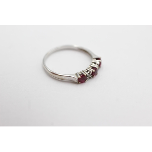 85 - 18ct white gold ruby & diamond ring (1.6g) Size K