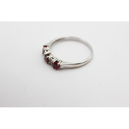 85 - 18ct white gold ruby & diamond ring (1.6g) Size K