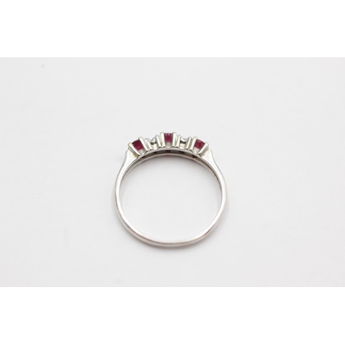 85 - 18ct white gold ruby & diamond ring (1.6g) Size K