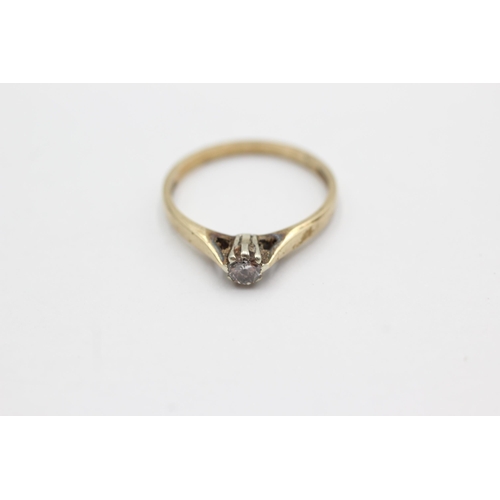 92 - 9ct gold diamond solitaire ring (1.6g)  Size N