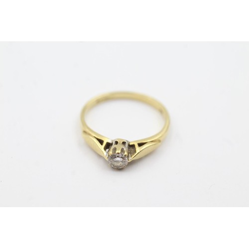 57 - 18ct gold diamond solitaire ring (2g)  Size  I