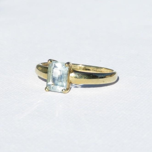 80 - 9ct gold aquamarine ring (1.7g)  Size O