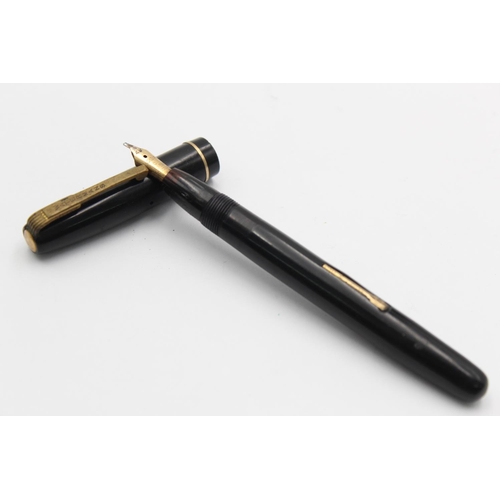 476 - Vintage WATERMAN W2 Black FOUNTAIN PEN w/ 14ct Gold Nib WRITING