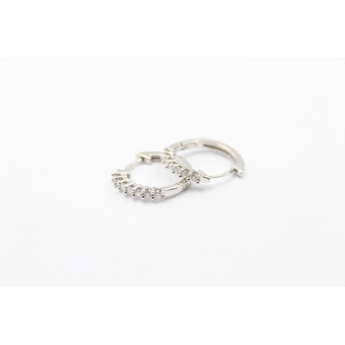 101 - 9ct white gold diamond hoop earrings (2.6g)