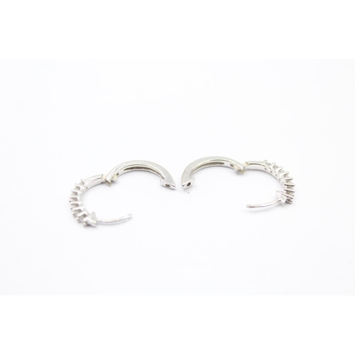101 - 9ct white gold diamond hoop earrings (2.6g)