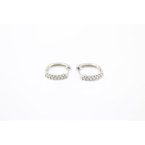 101 - 9ct white gold diamond hoop earrings (2.6g)