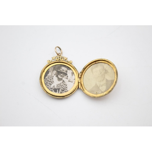 110 - 9ct gold back & front antique locket with paste detail (4.9g)