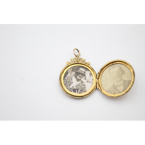 110 - 9ct gold back & front antique locket with paste detail (4.9g)