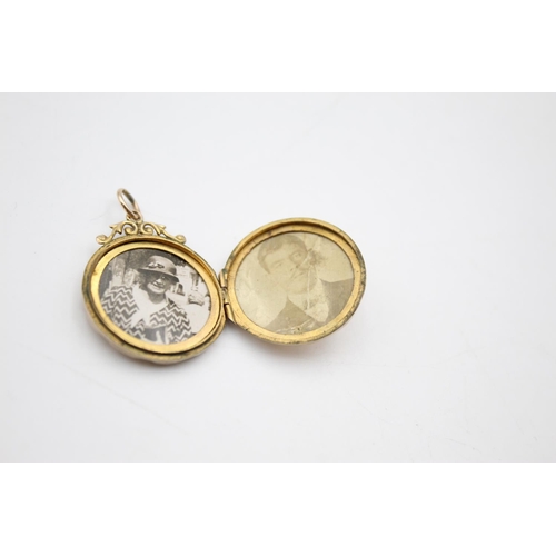 110 - 9ct gold back & front antique locket with paste detail (4.9g)