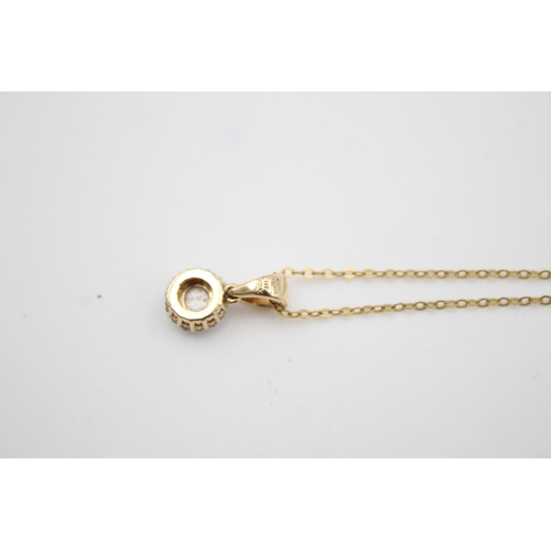 114 - 9ct gold diamond pendant necklace (1.9g)