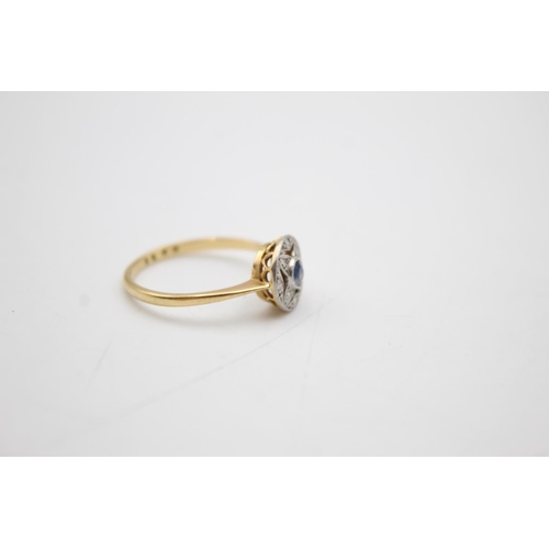 120 - 18ct gold & platinum sapphire & diamond ring (2.4g) Size O