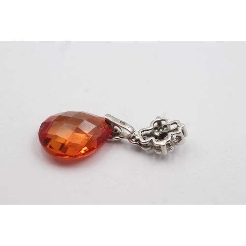 62 - 9ct white gold bailed pendant with diamond detailing (2.8g)