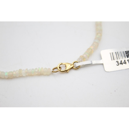 66 - 9ct gold clasp opal necklace (7.5g) Size T