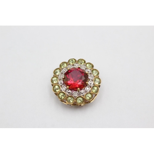 69 - 9ct gold diamond & gemstone pendant (2.1g)