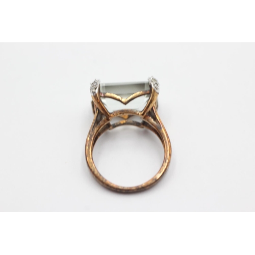 70 - 9ct gold diamond sided gemstone dress ring (4.3g) Size K