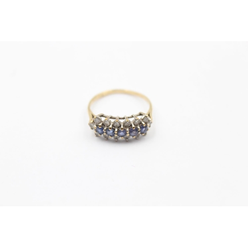 78 - 9ct gold sapphire and diamond ring (2.2g) Size Q