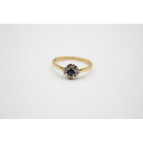 86 - 18ct gold sapphire & diamond ring (2.6g) Size N