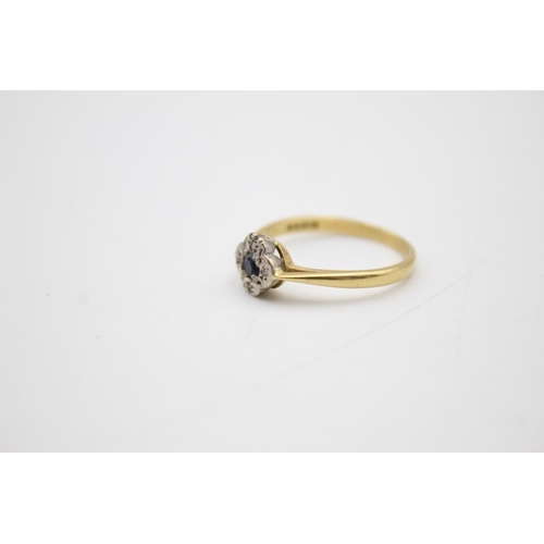 86 - 18ct gold sapphire & diamond ring (2.6g) Size N